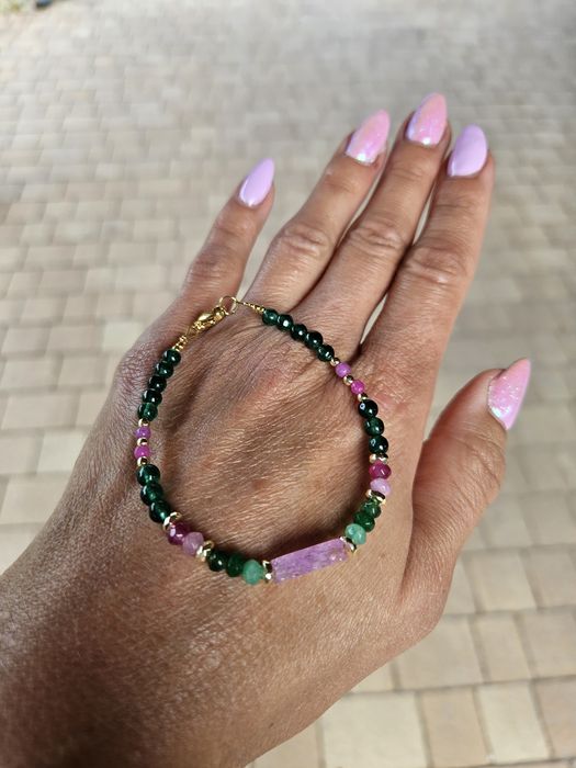 Bransoletka kamienie naturalne Jadeit Agat Hematyt