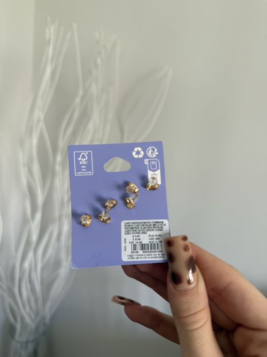 Kolczyk sztyfty kolczyki czarne pozłacane y2k boho alternative coquett
