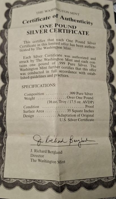 Srebro 1000 dolarow usa UNIKAT okazja 500g