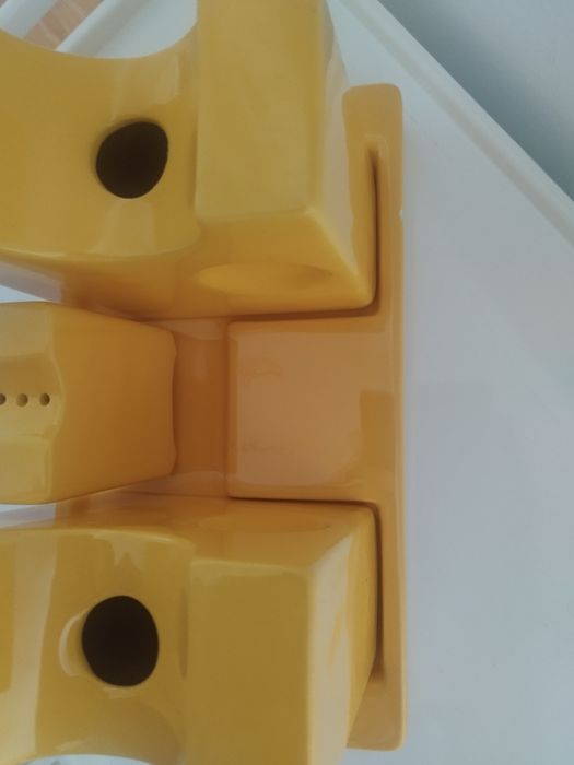 Conjunto de Mesa (Azeite, Vinagre e Sal) de Cerâmica Space Age