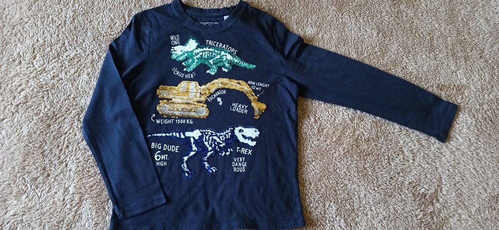 Bluzka z długim rękawem T-Rex Triceratops koparka