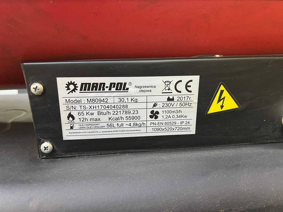Nagrzewnica olejowa MAR-POL 65kw Mocna