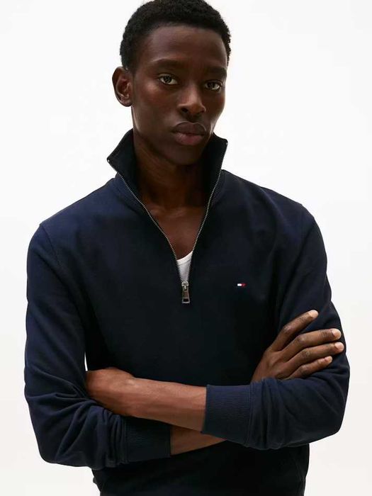 Чоловіча темно-синя кофта Tommy Hilfiger ESSENTIAL TERRY 1/4 ZIP