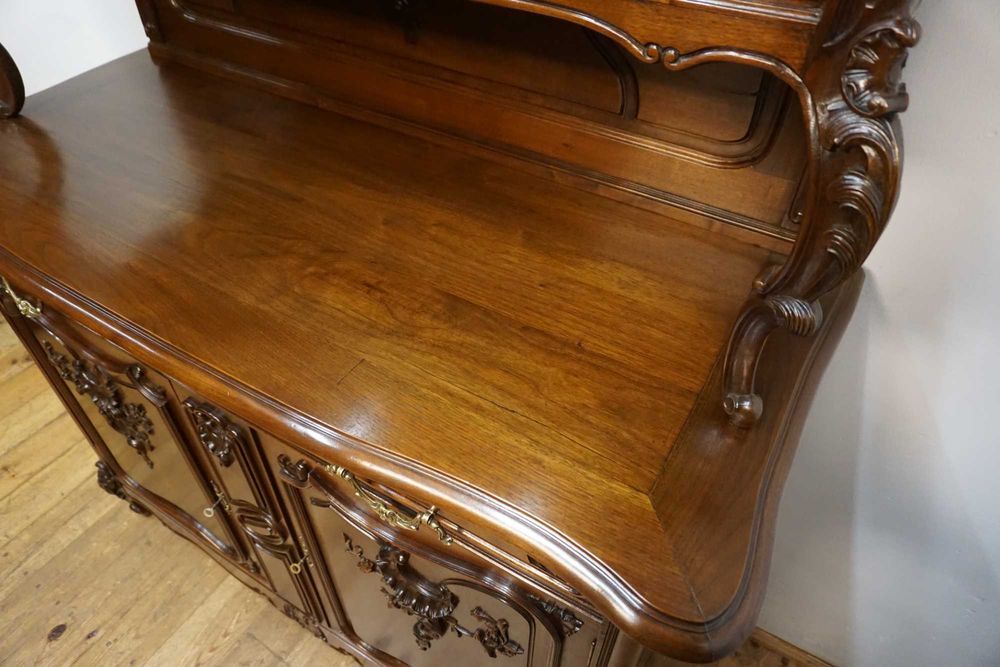 STARY KREDENS ludwik rocaille mahoń z przeszkleniem