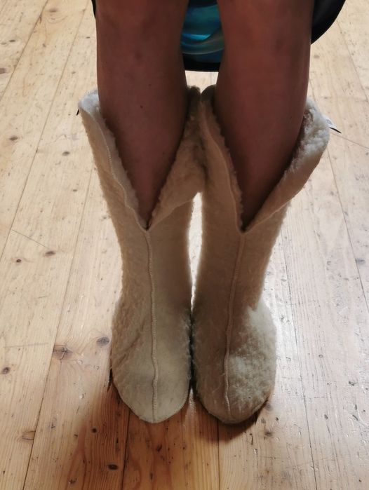 Wełniane bardzo ciepłe wkładki do kaloszy lub po domu R. 36-38