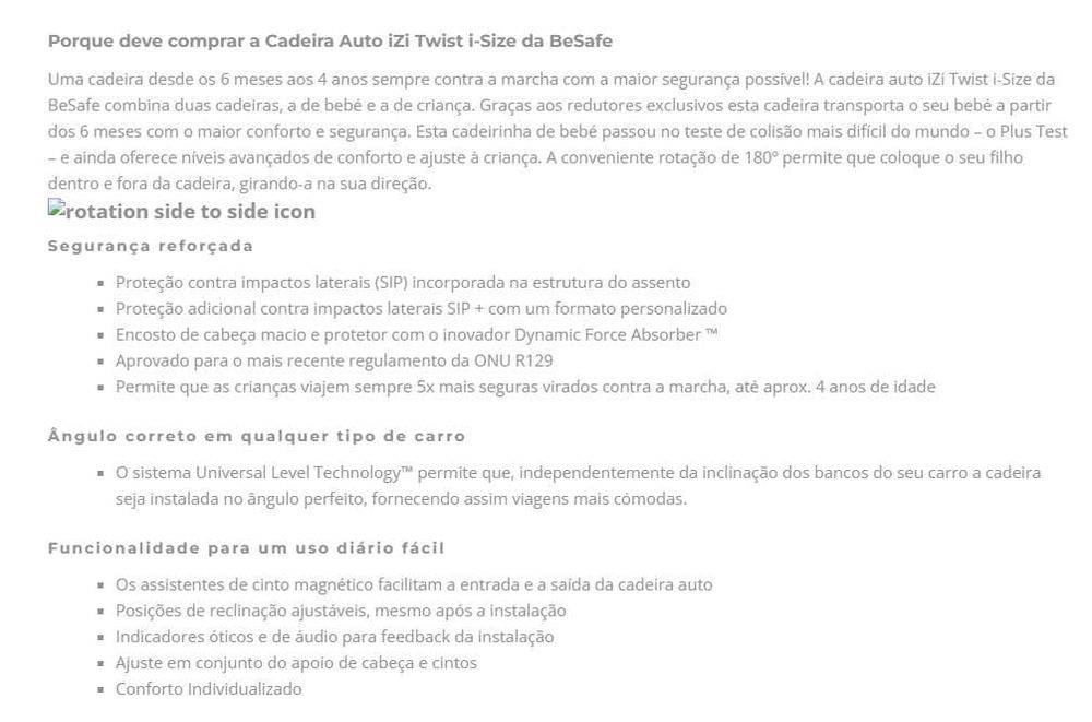 Cadeira BeSafe iZi Twist i-Size – Rotação Lateral 180º- (6m-4 anos)