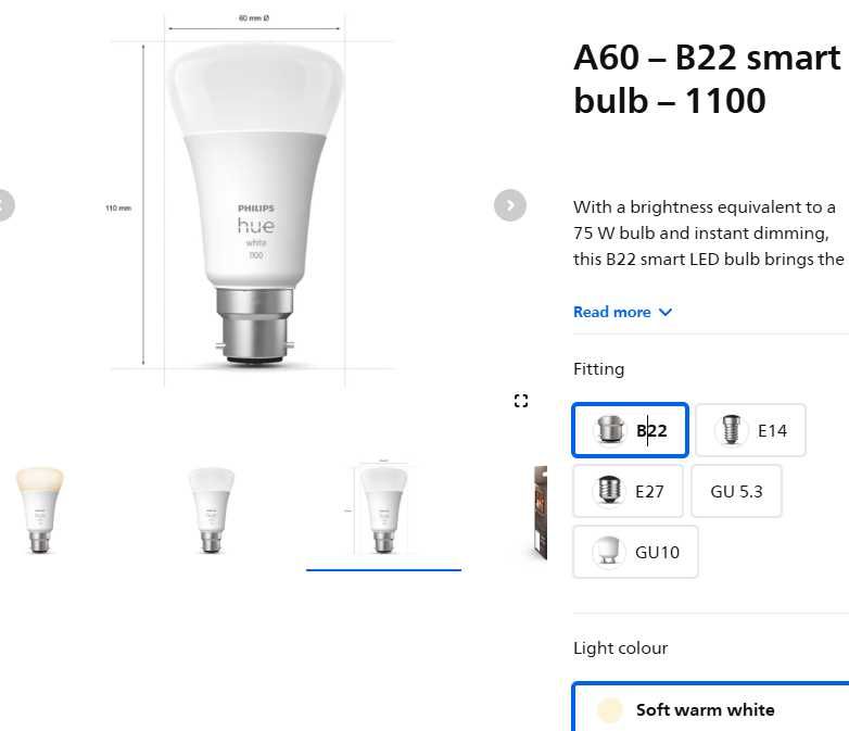 Inteligentna żarówka Philips Hue white B22 lub E27 - 1100 lm jasna