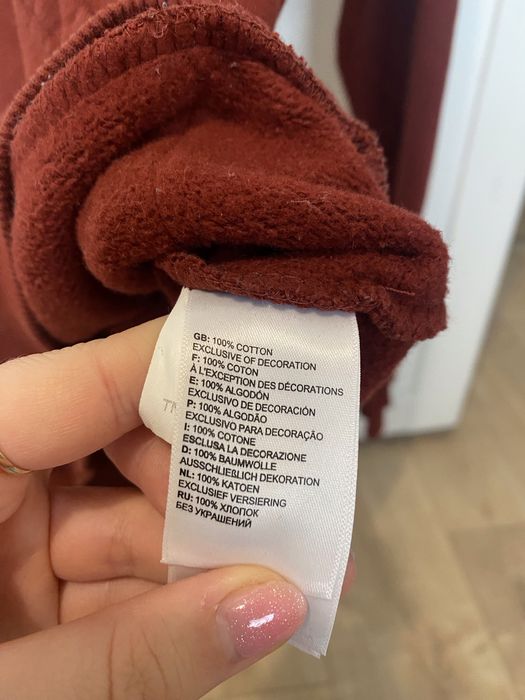 The North Face Raglan Red bluza z kapturem kangurka bawełniana kieszeń