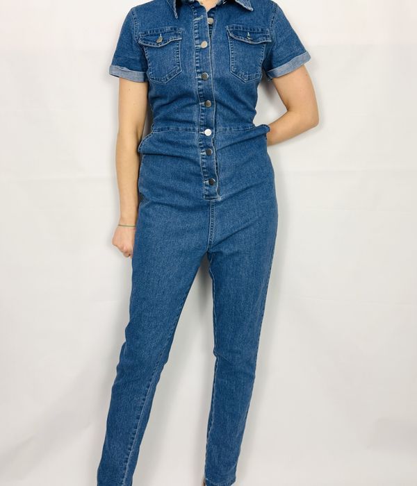 Jeansowy kombinezon z krótkim rękawem M 38 Shein