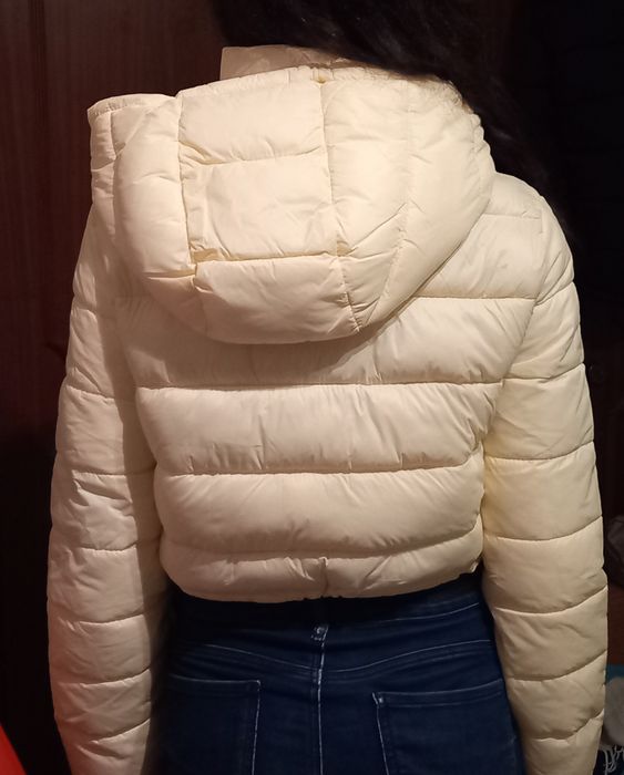 Casaco/quispo curto acolchoado, impermeável, amarelo, Zara M - Novo