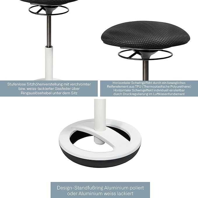 Topstar Stołek biurowy Sitness Bob aluminium biały pomarańczowy