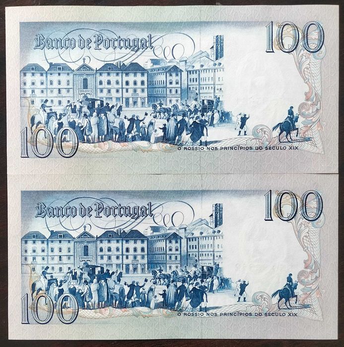 Lote 2 Notas Substituição 100$ 1985 Bocage Estado Novas/Númer Seguidos