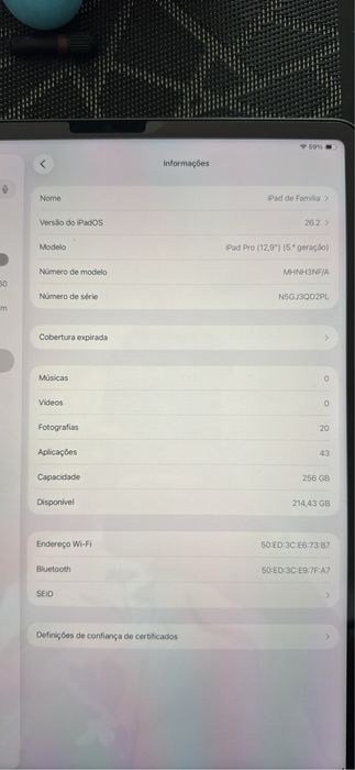 iPad Pro 256GB 12.9” de 5a geração+Smartfolio+peliculas em vidro temperado