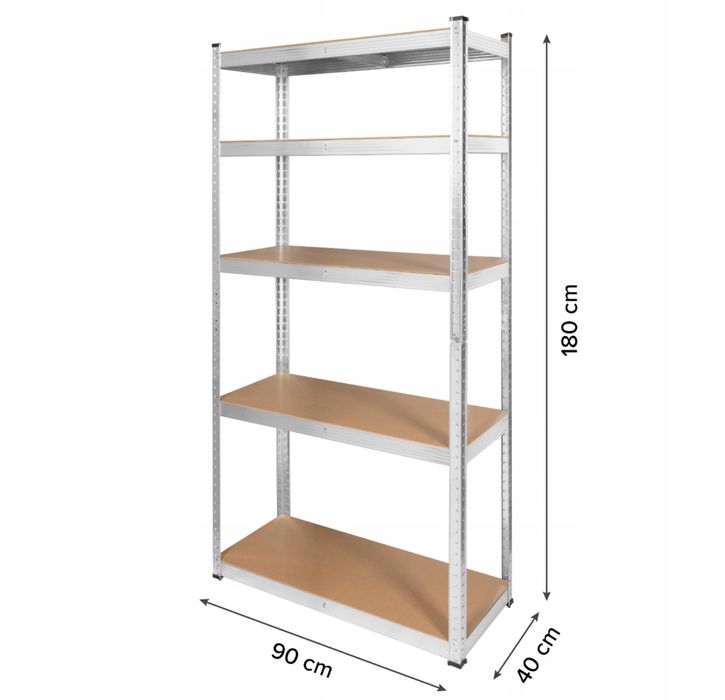 Стелаж металевий 2в1 5 полиць гаражний 180х90х40см 750кг Rebel Польща