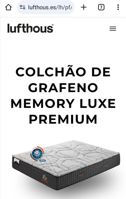 COLCHÃO DE GRAFENO MEMORY LUXE PREMIUM - 105x190cm - NOVO