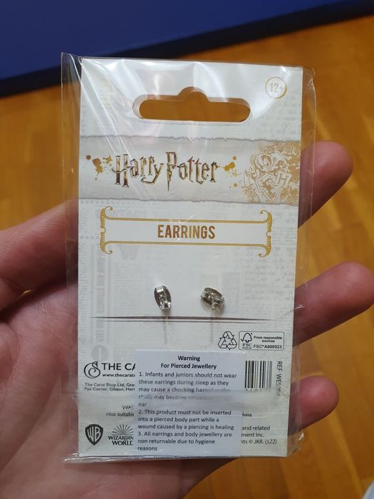 Srebrne kolczyki 925! Harry Potter Złoty Znicz Sterling silver hp
