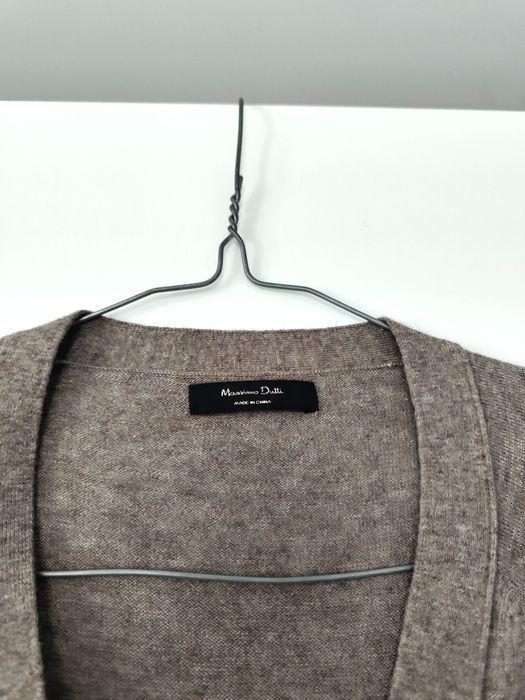 Komplet Massimo dutti 40 L brązowy taupe set kardigan i top dzianinowy wełniany wiskozowy