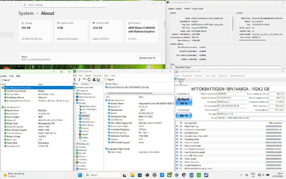 Ноутбук Asus Rog Strix G18! RTX 5060, R9 8940HX, 32gb/1tb, 240Hz 2.5k