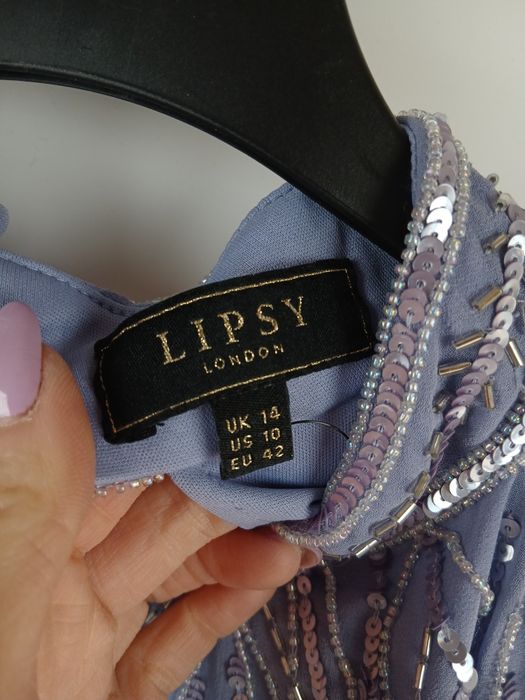 Elegancka bluzka Lipsy London L/XL 42 cekiny zdobiona szyfonowa