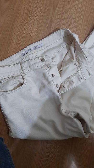 Calças Mom Jeans, Creme - 40