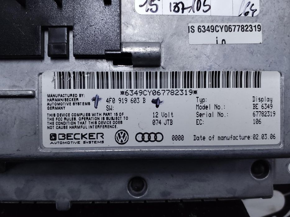 Display Radio Central Audi A4 Ref: 4F0919603B 2004 - 2008