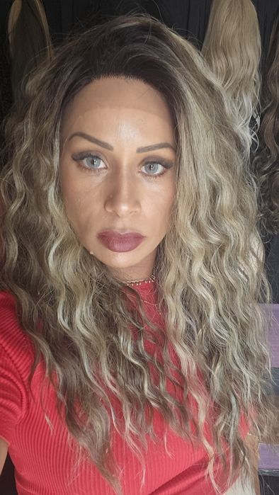 Lace front fibra realista ao cabelo humano