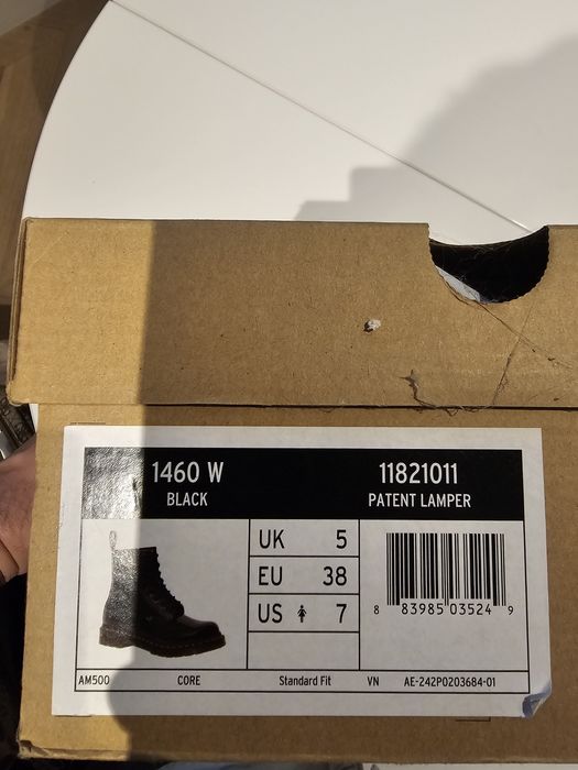 Dr Martens 1460 w, czarne glany damskie, rozmiar 38