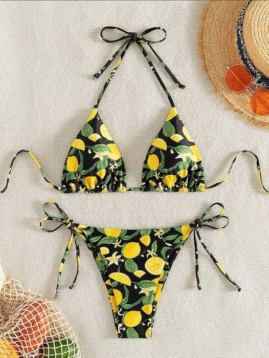 Strój kąpielowy dwuczęściowy bikini w cytrynki