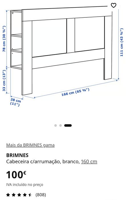Vendo Cabeceira Brimnes IKEA