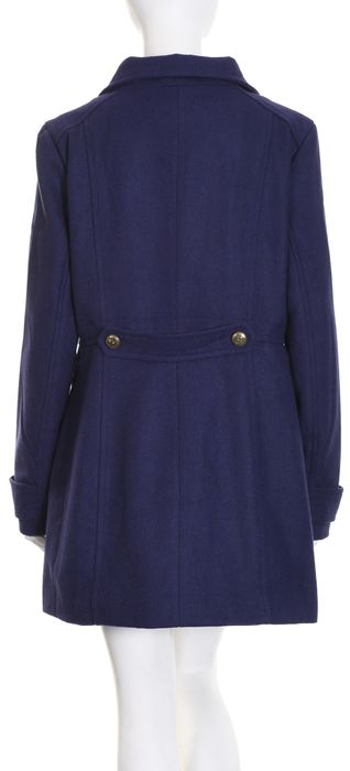 BRUNO BANANI dwurzędowy płaszcz damski z wełną fioletowy r. 44