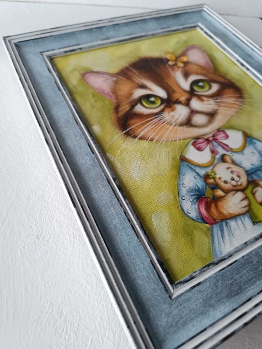 Картина олійними фарбами Портрет Кішки Марсі 20*25 см