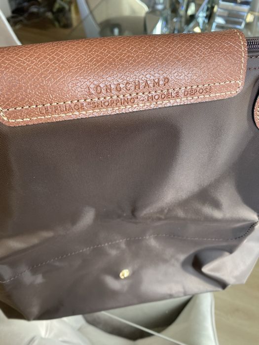 Longchamp Le Pliage Large Tote Bag - Brown Nylon with Leather Handles