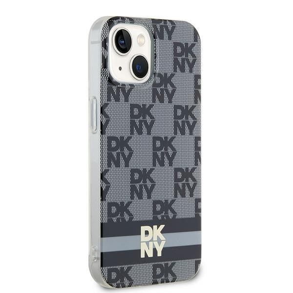 DKNY DKHMP14SHCPTSK iPhone 14 / 15 / 136.1" czarny/black hardcase IML Checkered Mono Pattern & Printed Stripes MagSafe