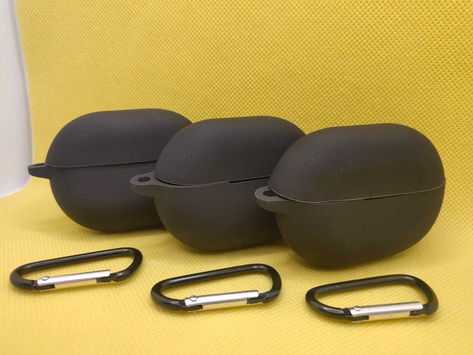 Чехол силиконовый на наушники Huawei Freebuds Pro 4 + карабин (black)