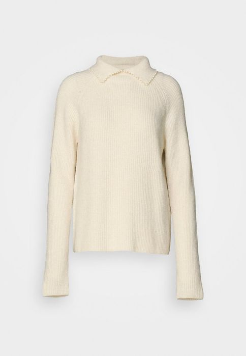 Sweter z kołnierzykiem z perełkami Only L