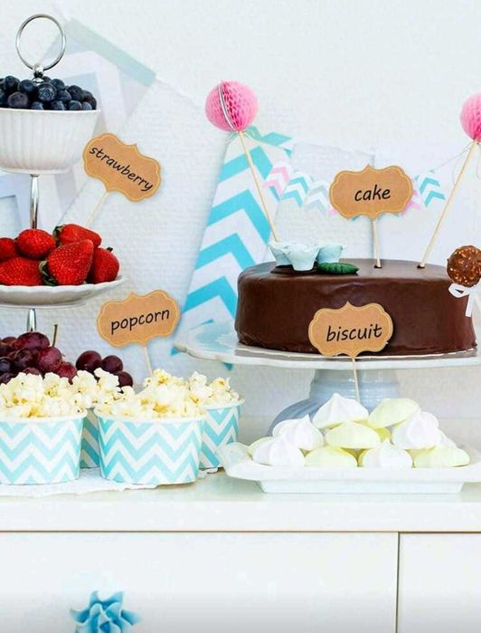 Wykałaczki, pikery, patyczki do przekąsek, etykiety 24 sztuki