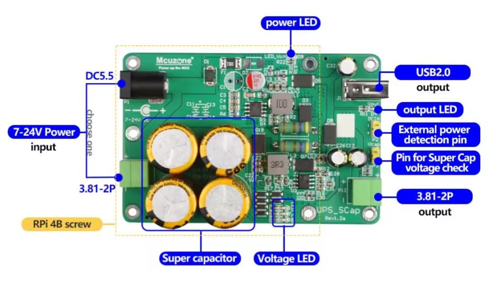 UPS Super Capacitors for Raspberry Pi434465544235264004