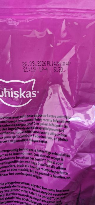 Karma dla kota whiskas sterile 1.75 kg