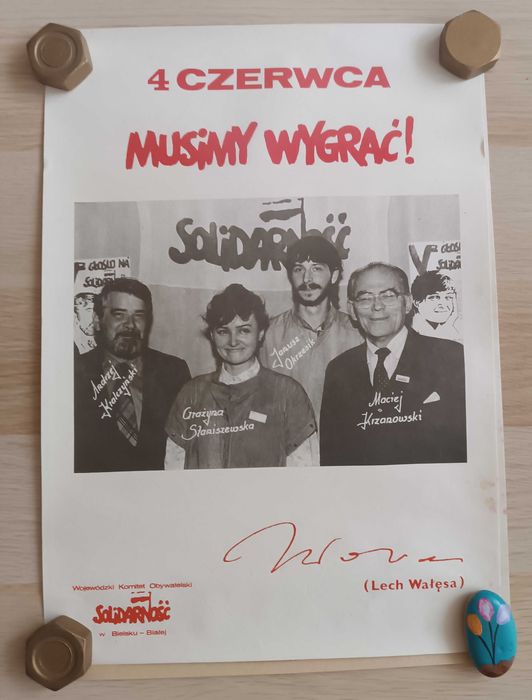 Plakat wybory 1989: 4 czerwca musimy wygrać Solidarność Bielsko-Biała