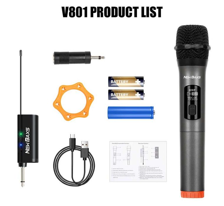 Microfone Sem Fios Wireless UHF Profissional 2 Canais Karaok Festa NOV