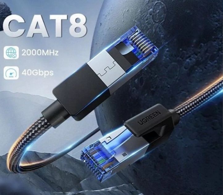 Інтернет-кабель Ugreen Ethernet RJ45 Cat 8 мережевий шнур 10 м Black