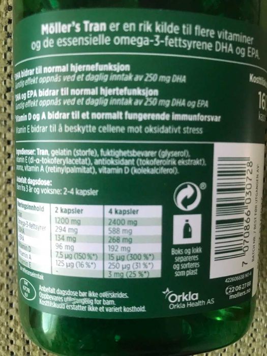 Риб'ячий жир Moller's Tran Норвегія,160 капсул омега 3