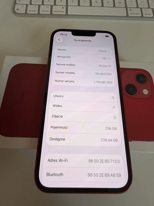iPhone 13 256gb Red Idealny Bateria 100%