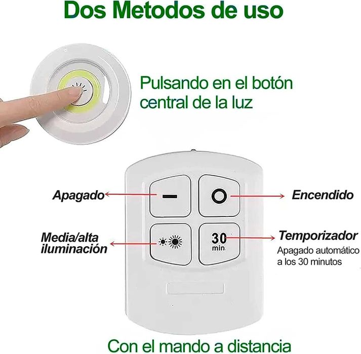 2x Luzes Led adesivas, com Controle Remoto e Temporizador – Cor Branca