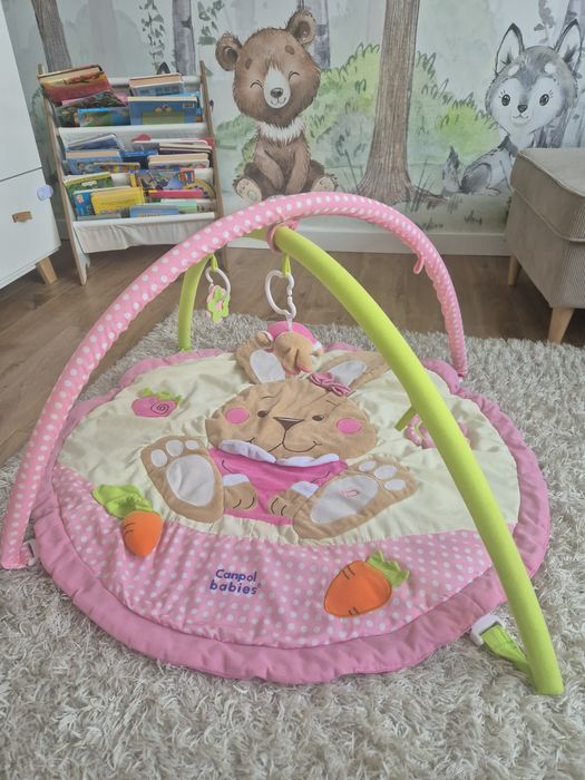 Mata edukacyjna canpol babies Różowa z króliczkiem i grzechotkami