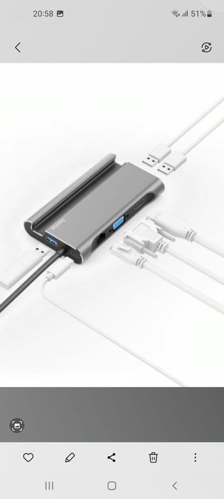 Док-станция HAMA 7-в-1 USB-C для 3Х USB-A 3.1, HDMI, VGA, LAN ..