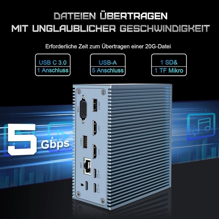 Док-станция USB C HDMI VGA 4 USBA USB C SD Micro SD LAN 100 Вт