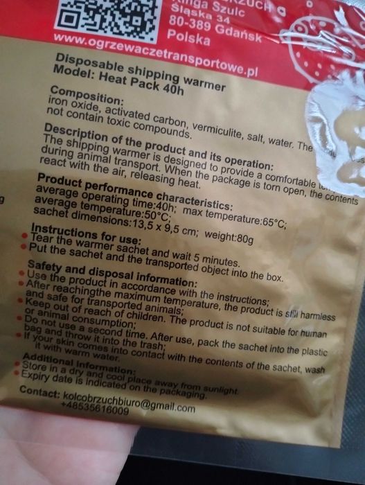 heat pack ogrzewacz transportowy