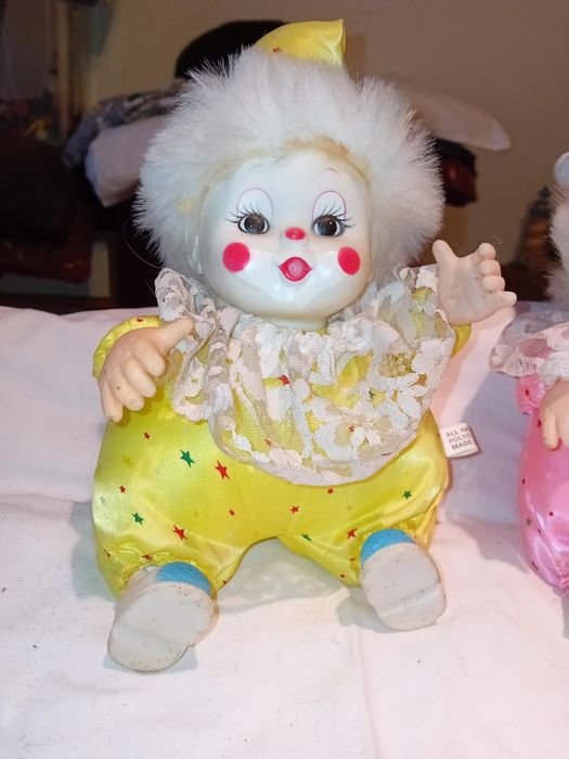 Conjunto de 2 Bonecos Palhaços Antigos