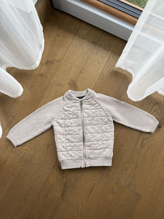 Bluza Zara baby 92 knit wear ocieplana bawełna beżowa bez kaptura